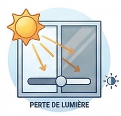 Perte de luminosité avec film miroir teinté